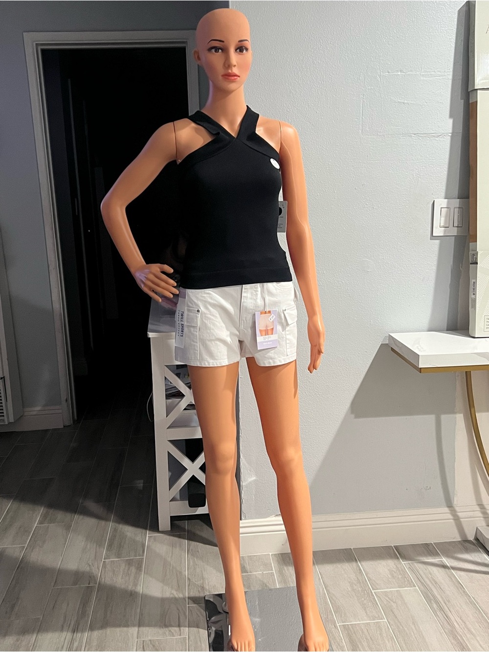 Women's White Cargo Shorts with Utility Pockets